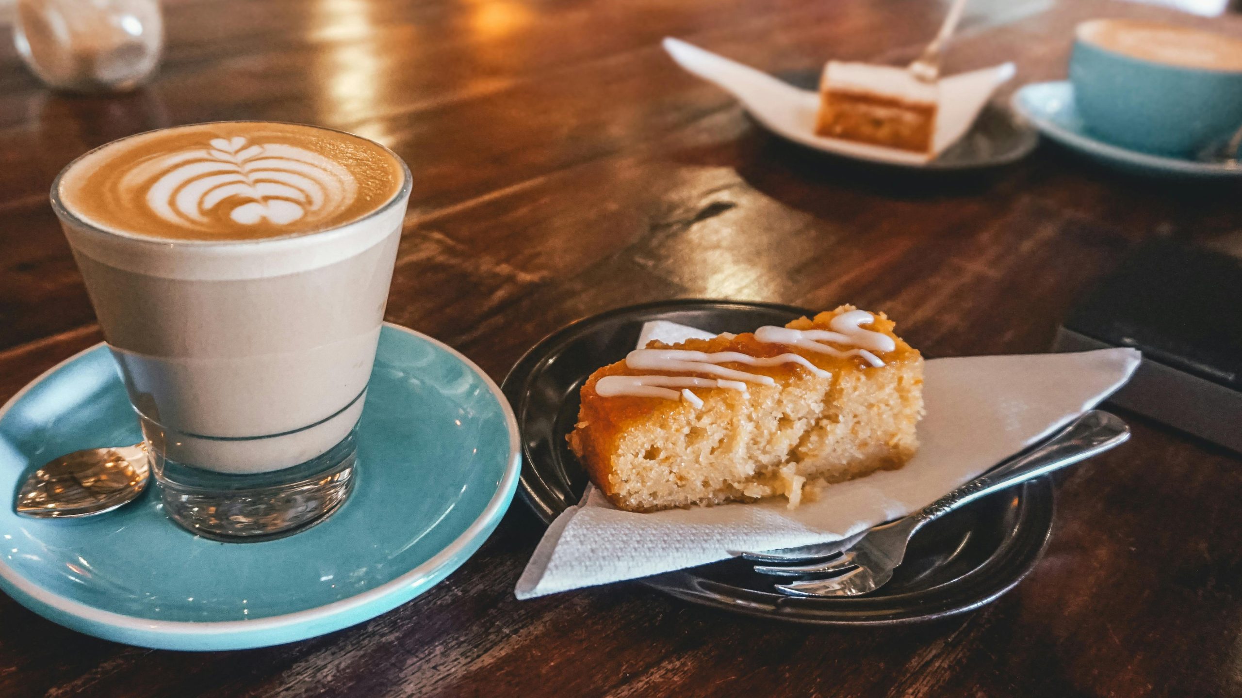 coffee and cake on a table