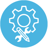 icon of cog wheel with pencil and spanner