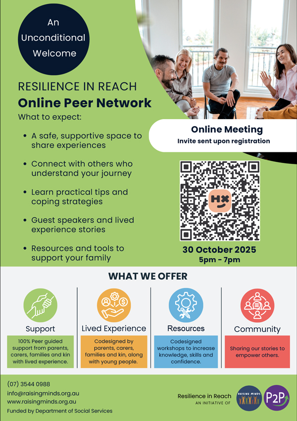 Online Peer Network flyer with text from event